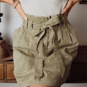 Sage Green Polka Dot Paperbag Skirt NWT